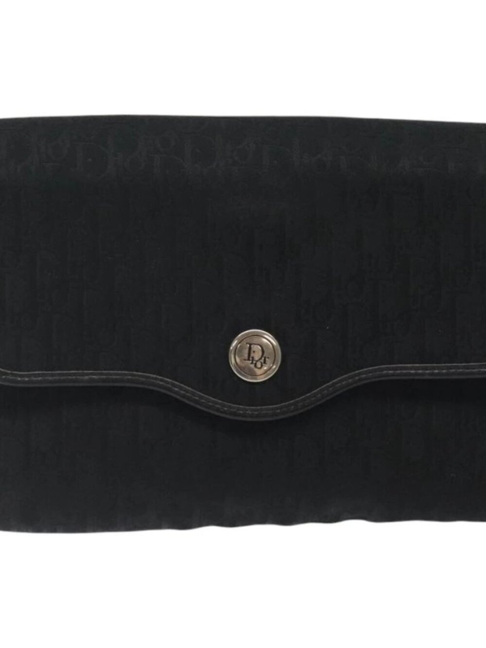 Christian Dior Trotter Canvas Shoulder Bag Black Gold Auth BA1830 - Picture 2 of 16